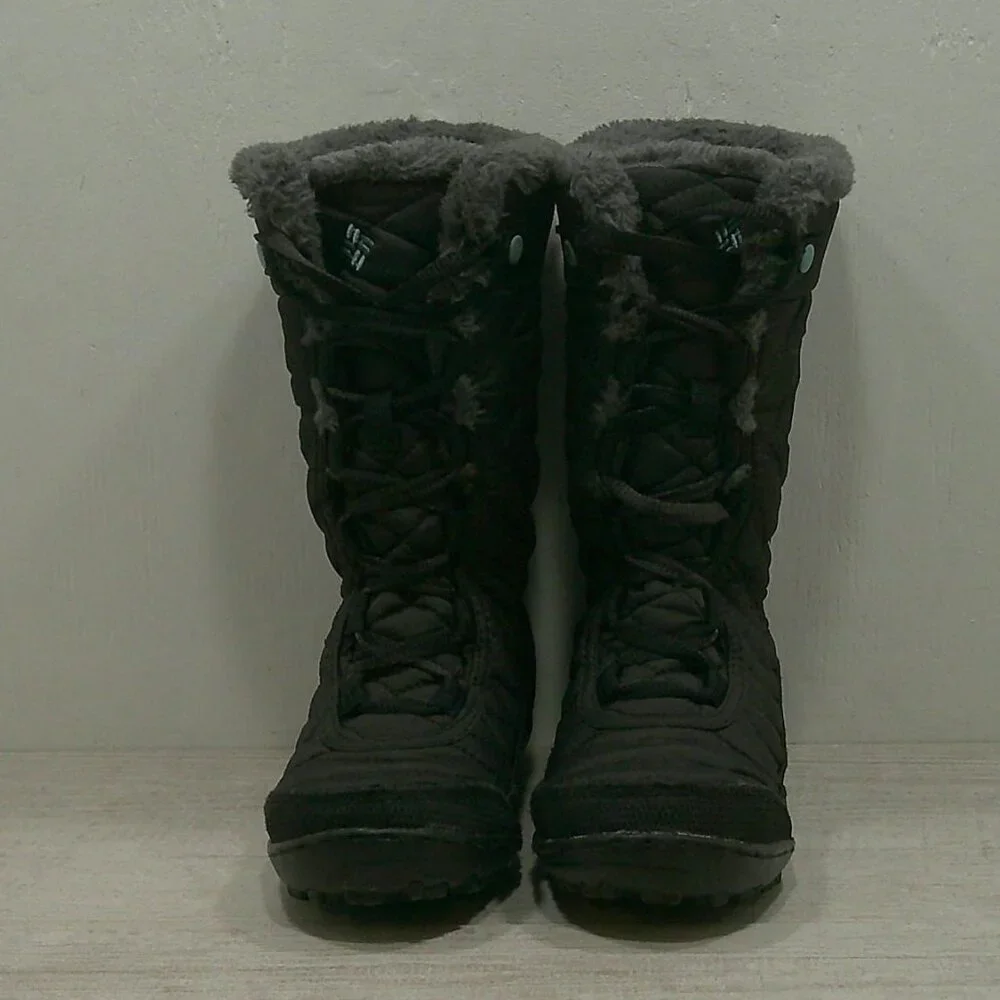 Columbia Gray Tall Lace Up Fur Lined MINX MID II OMNI-HEAT Snow Winter Boot Sz 1